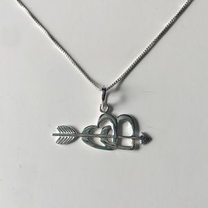 Sterling Silver Double Heart with Arrow Necklace